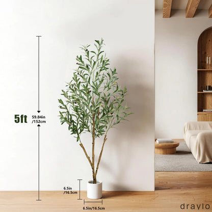 5/6/7 FT Artificial Olive Tree with White Pot