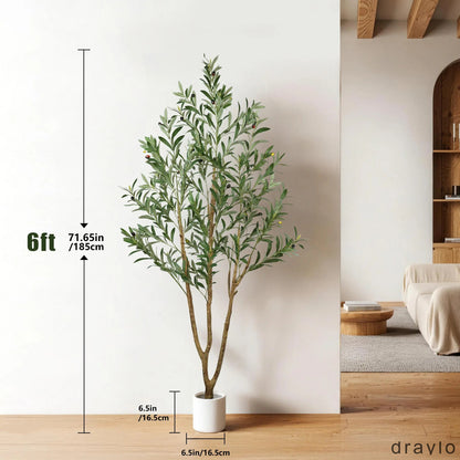 5/6/7 FT Artificial Olive Tree with White Pot