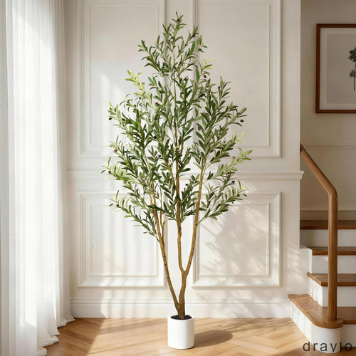 5/6/7 FT Artificial Olive Tree with White Pot