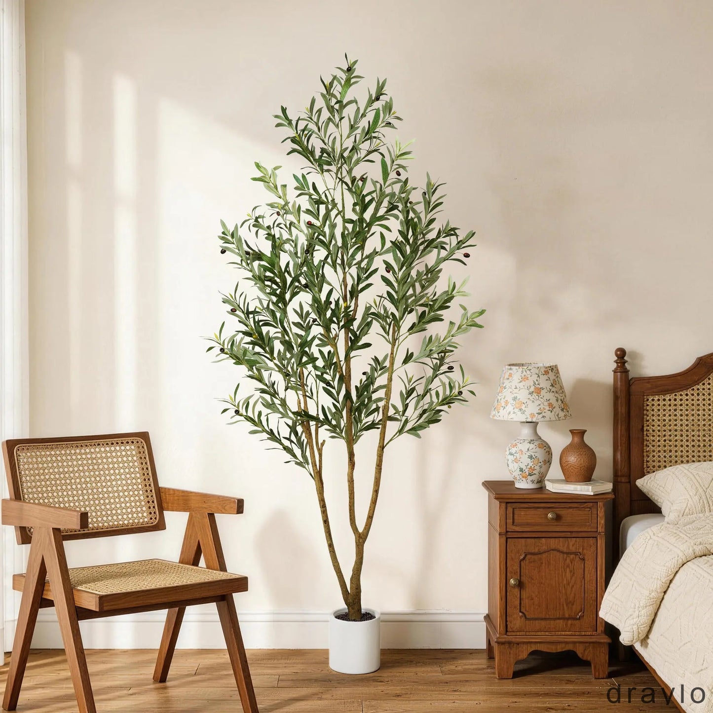 5/6/7 FT Artificial Olive Tree with White Pot