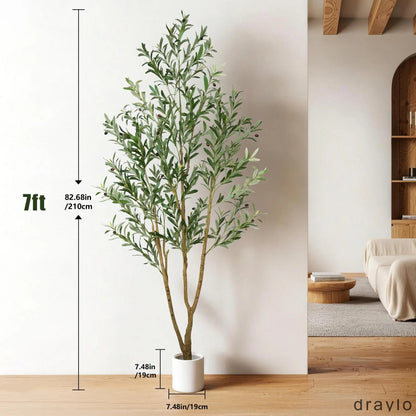 5/6/7 FT Artificial Olive Tree with White Pot