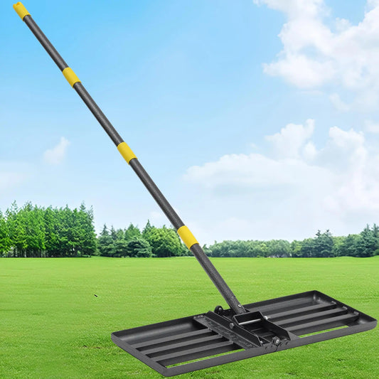 Heavy Duty Lawn Leveling Rake, 28"-72" Adjustable Handle, Stainless Steel for Yard Soil Sand Spreading