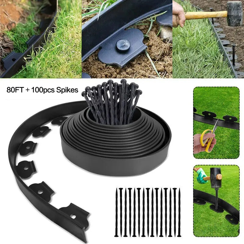 2 Inch Plastic Garden Edging Kit with Spikes