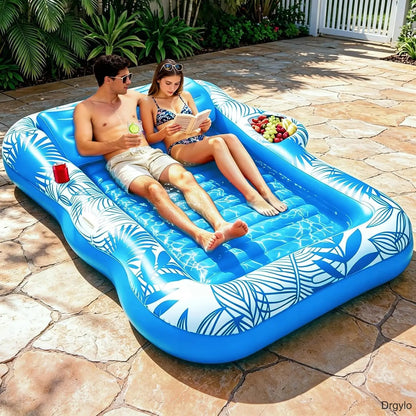 4-in-1 XL Inflatable Pool Float with Sprinkler & Cup Holder
