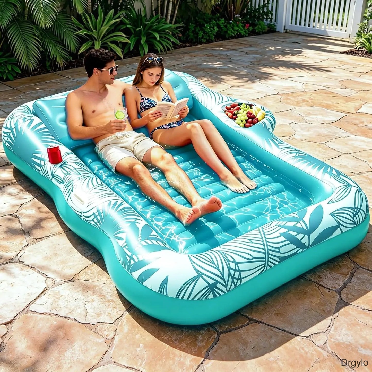 4-in-1 XL Inflatable Pool Float with Sprinkler & Cup Holder