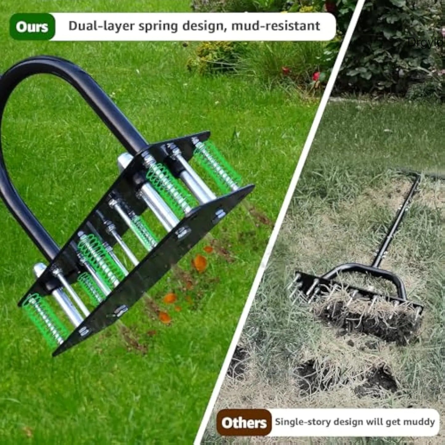Adjustable Manual Lawn Aerator with 15 Spikes