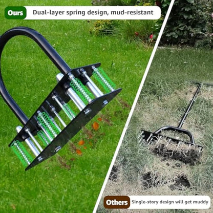 Adjustable Manual Lawn Aerator with 15 Spikes
