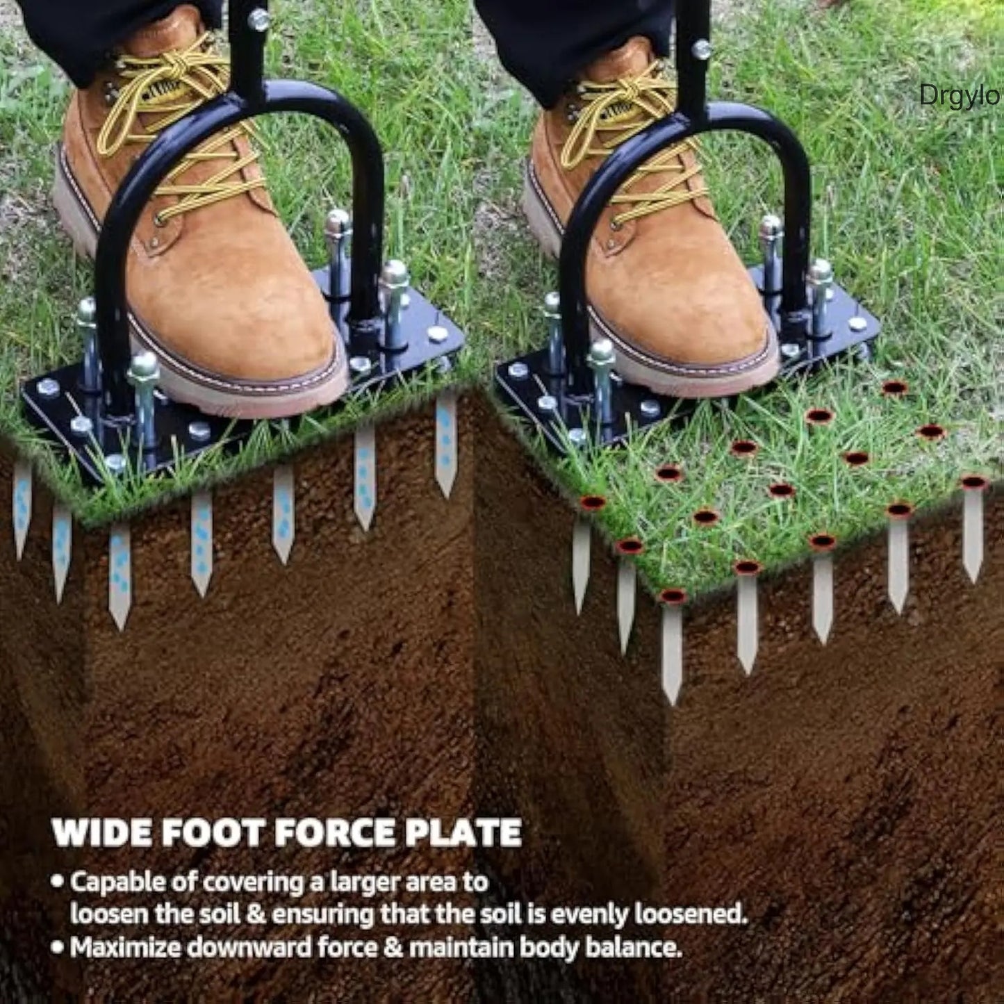 Adjustable Manual Lawn Aerator with 15 Spikes