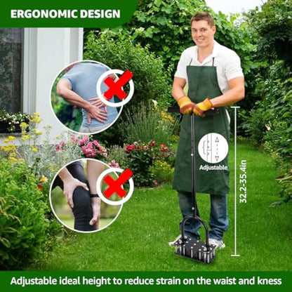 Adjustable Manual Lawn Aerator with 15 Spikes