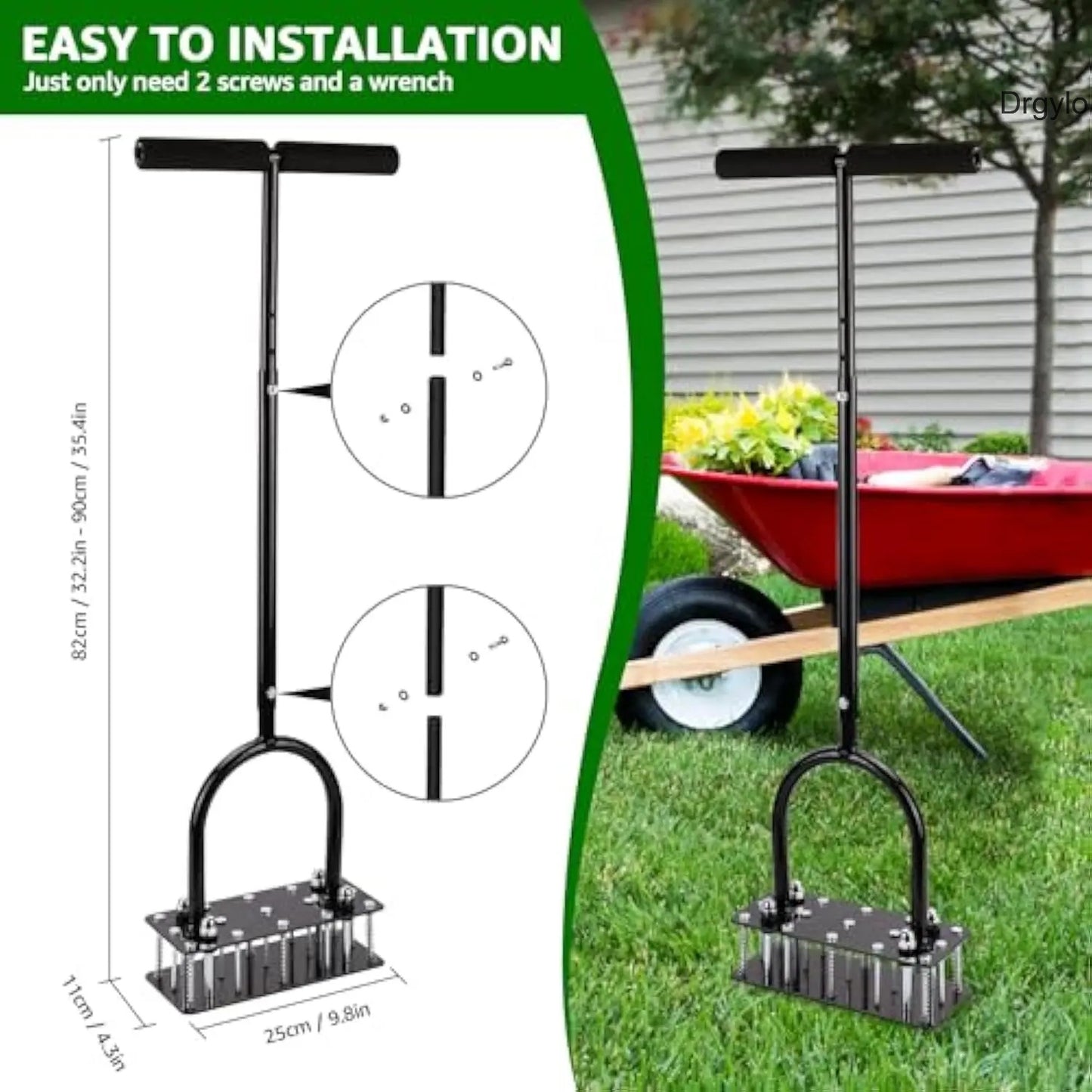 Adjustable Manual Lawn Aerator with 15 Spikes
