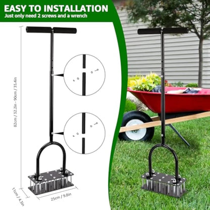 Adjustable Manual Lawn Aerator with 15 Spikes