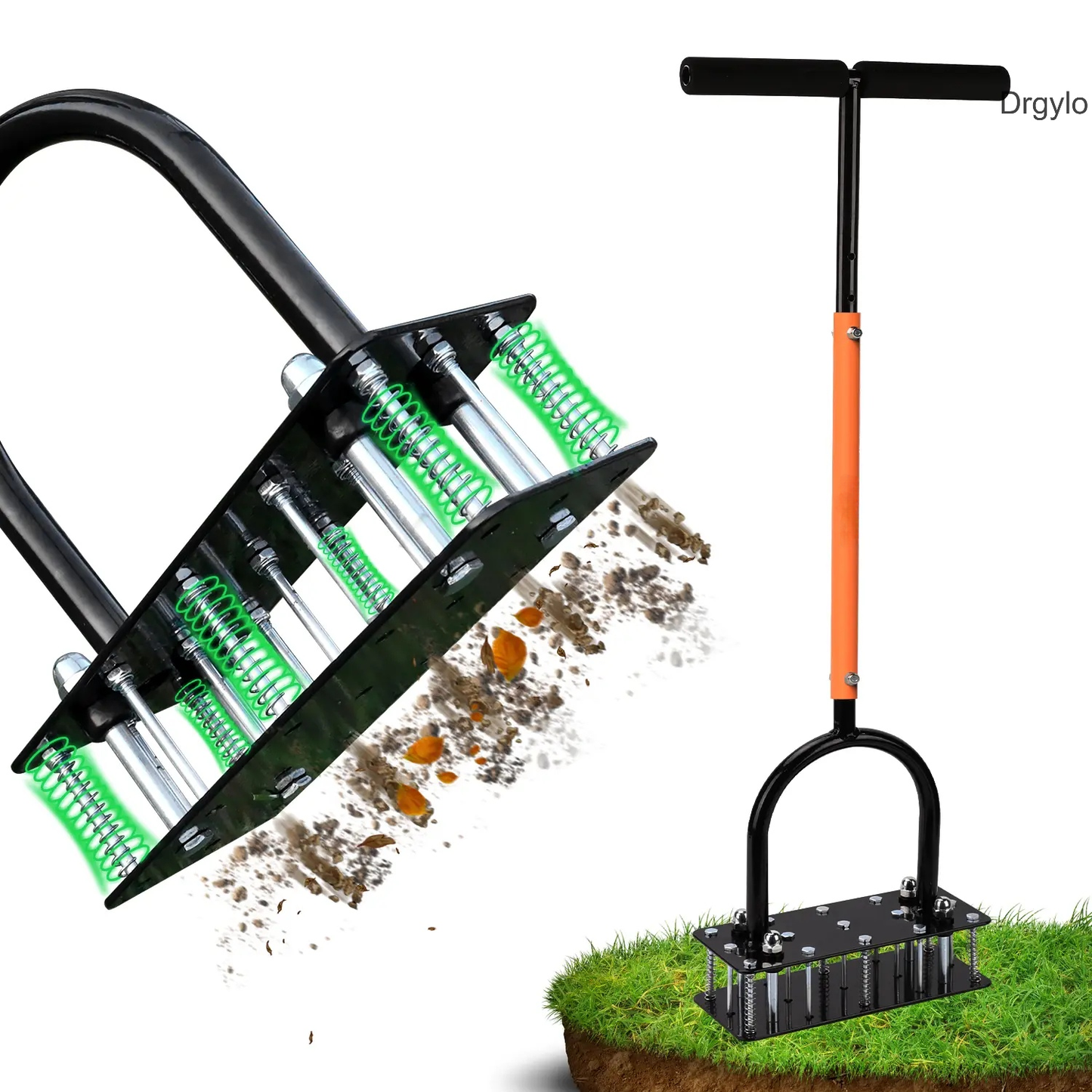 Adjustable Manual Lawn Aerator with 15 Spikes