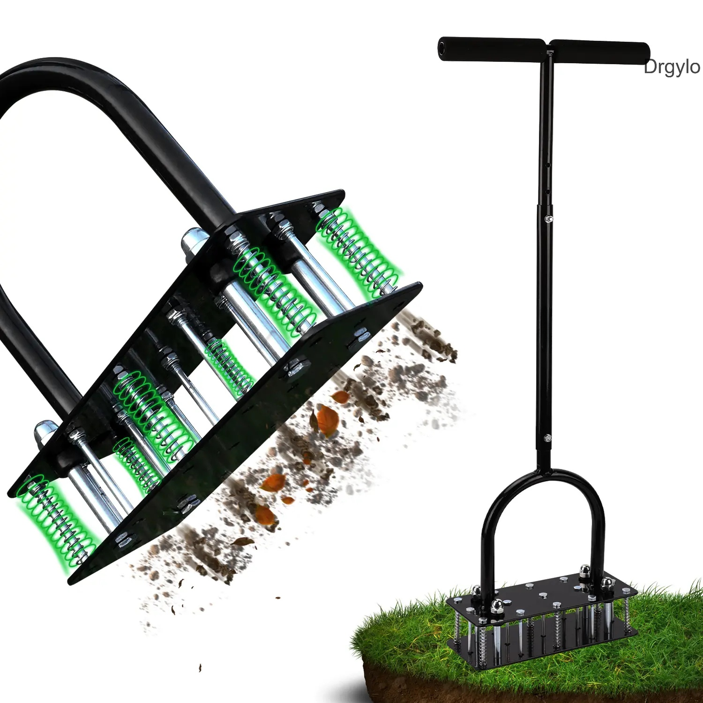 Adjustable Manual Lawn Aerator with 15 Spikes