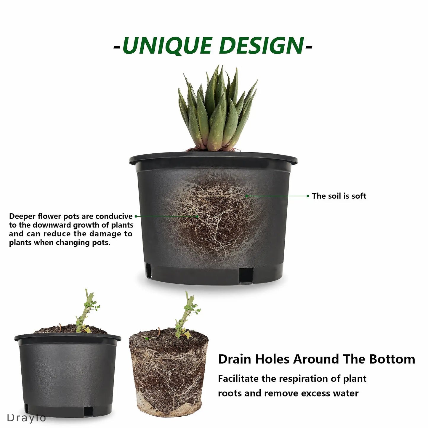 10PCS Weatherproof Plastic Nursery Plant Pots