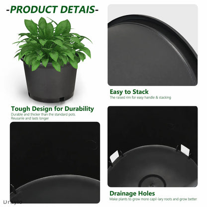 10PCS Weatherproof Plastic Nursery Plant Pots