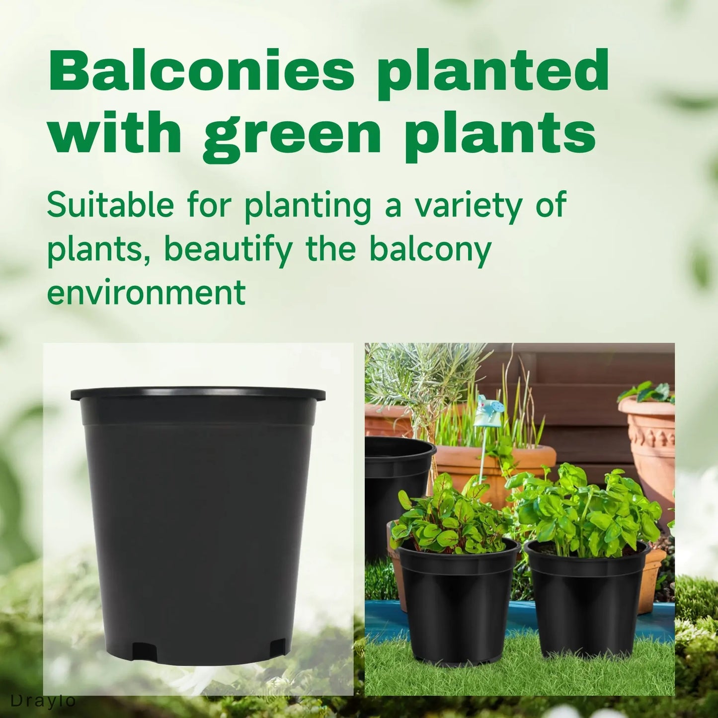 10PCS Weatherproof Plastic Nursery Plant Pots