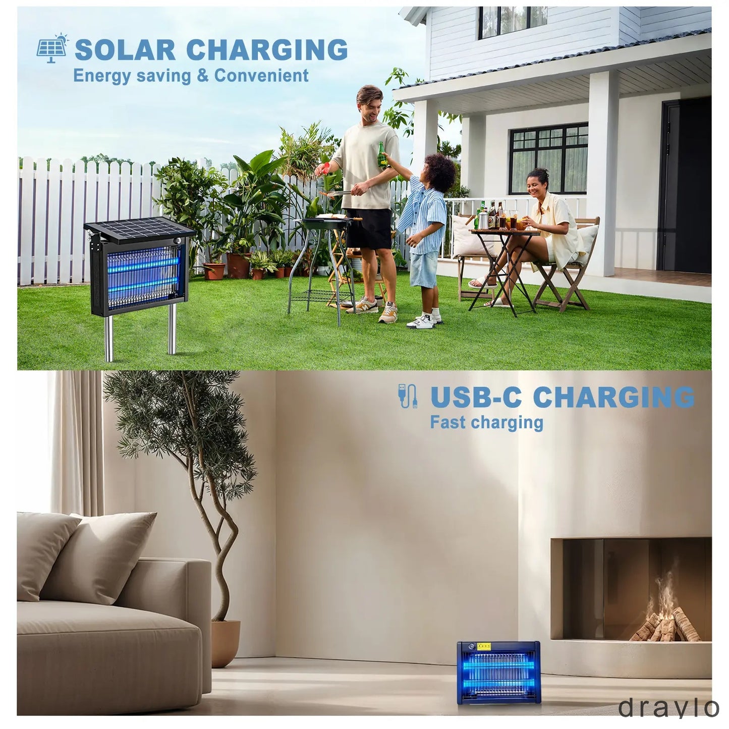 Solar Bug Zapper Outdoor Waterproof with Smart Light Sensor