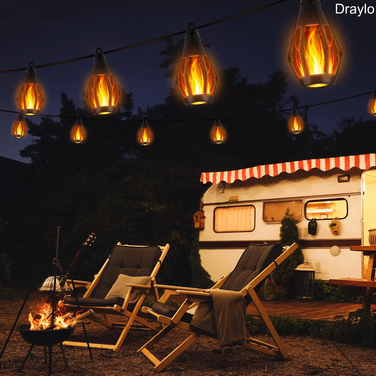 Solar Flame String Lights 42FT 15LED