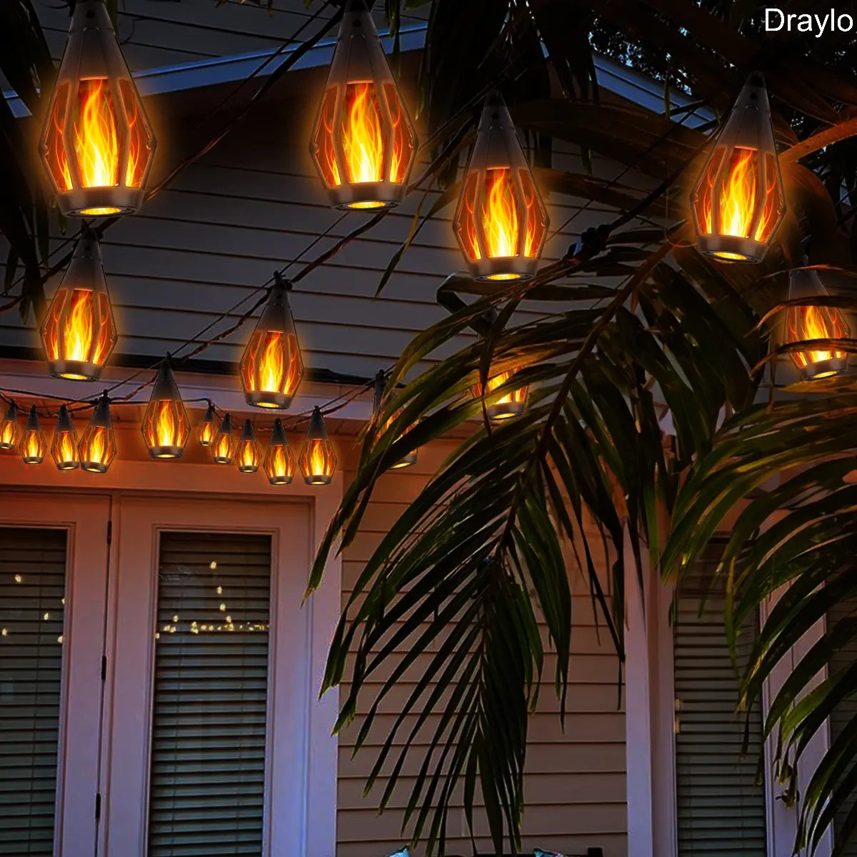Solar Flame String Lights 42FT 15LED