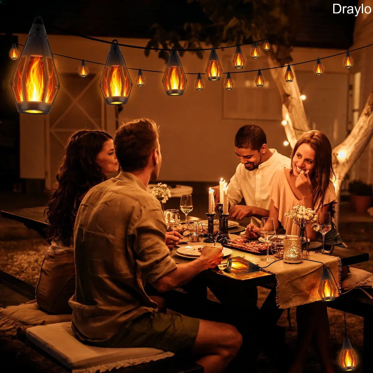 Solar Flame String Lights 42FT 15LED