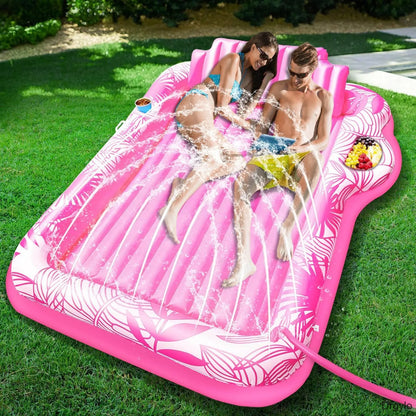 4-in-1 XL Inflatable Pool Float with Sprinkler & Cup Holder