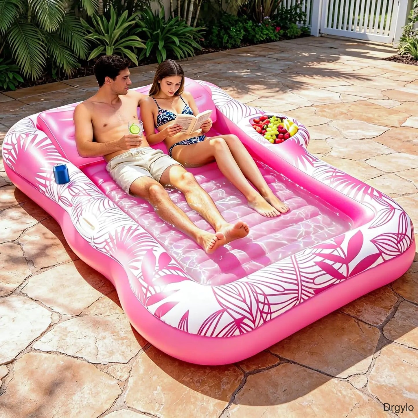4-in-1 XL Inflatable Pool Float with Sprinkler & Cup Holder