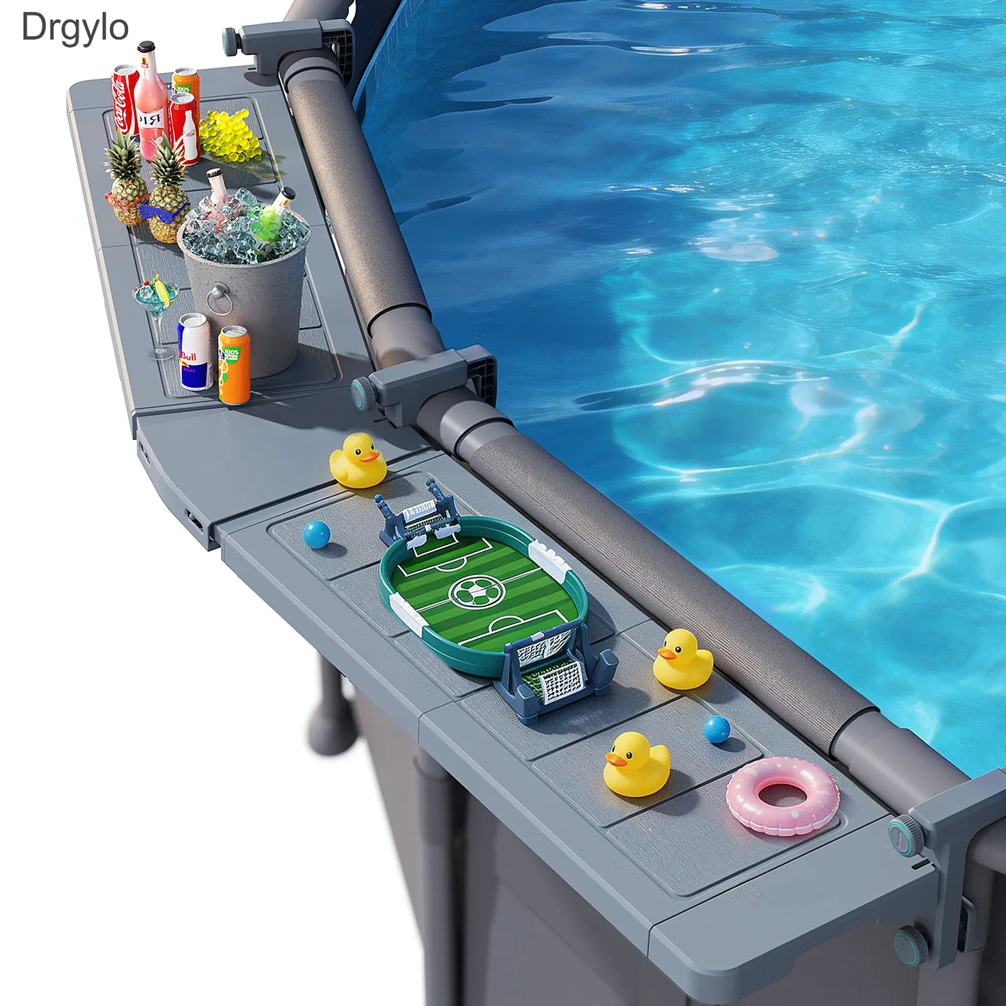 Foldable Poolside Bar Table Weather Resistant for Above-Ground Pools