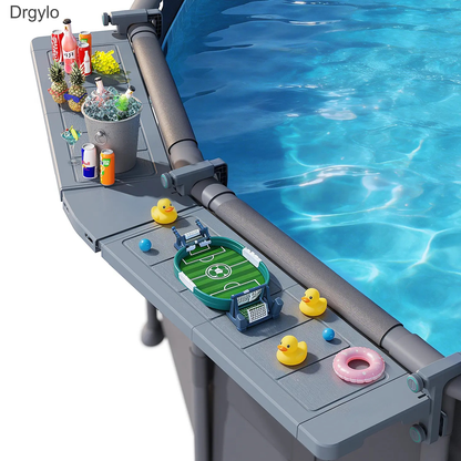 Foldable Poolside Bar Table Weather Resistant for Above-Ground Pools