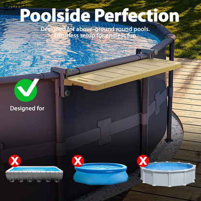 Foldable Poolside Bar Table Weather Resistant for Above-Ground Pools