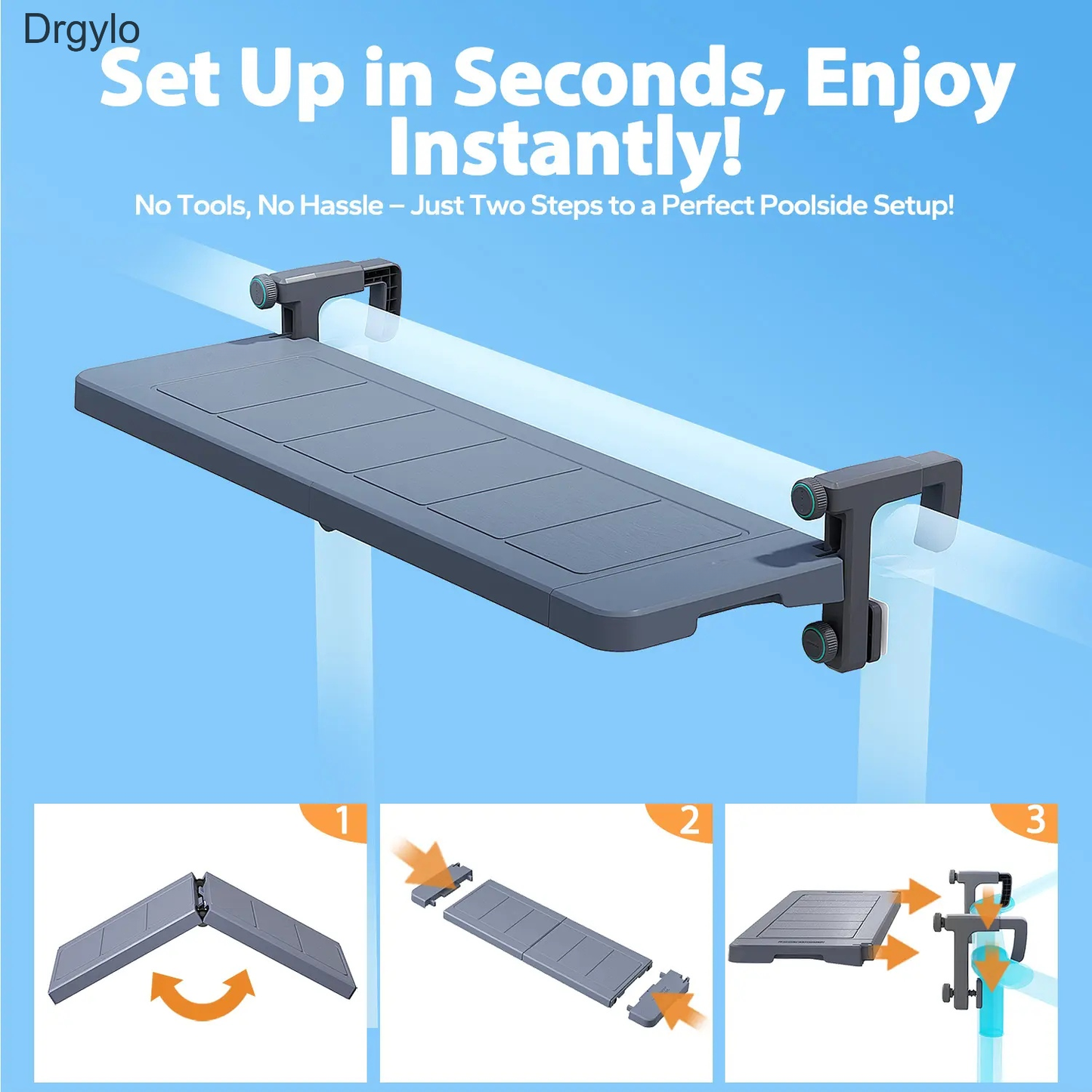 Foldable Poolside Bar Table Weather Resistant for Above-Ground Pools