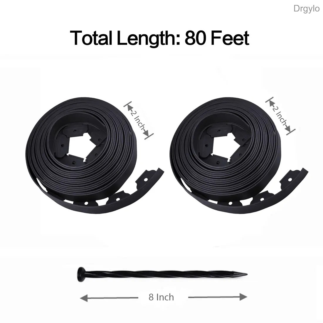 2 Inch Plastic Garden Edging Kit with Spikes