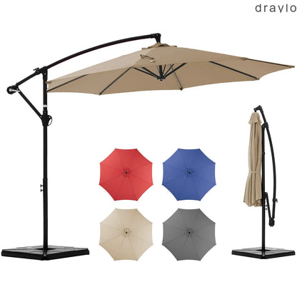 10ft Offset Outdoor Patio Umbrella with Base, Easy Tilt & Crank