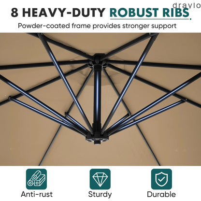 10ft Offset Outdoor Patio Umbrella with Base, Easy Tilt & Crank