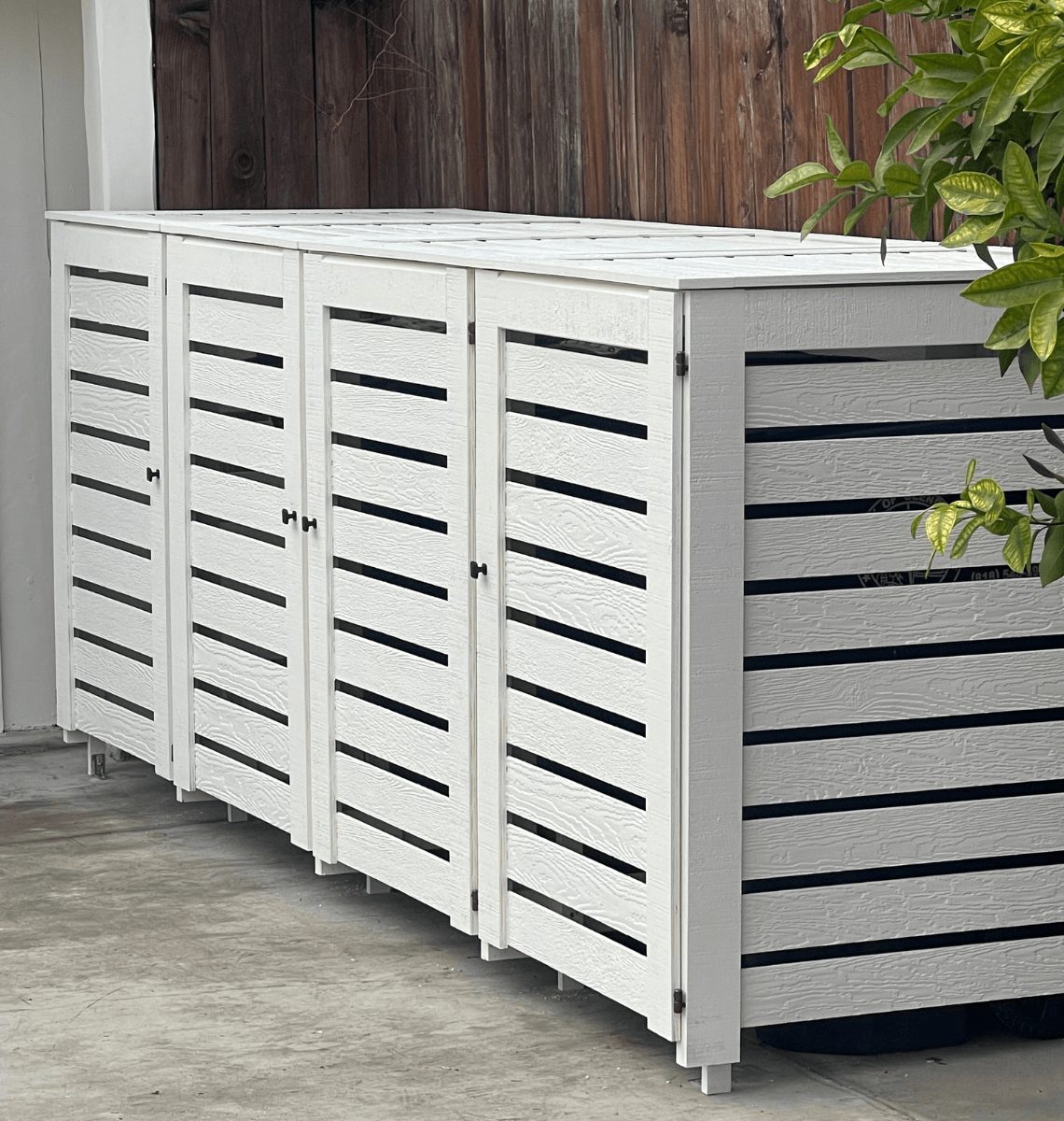 Outdoor Trash Can Enclosure for 96 Gallon Bins – Weatherproof PVC Garbage Bin Storage Shed